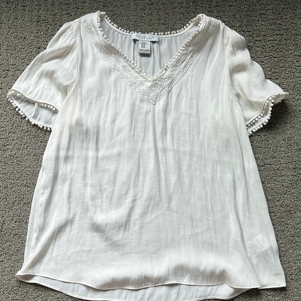 Rachel Zoe White V-Neck Blouse